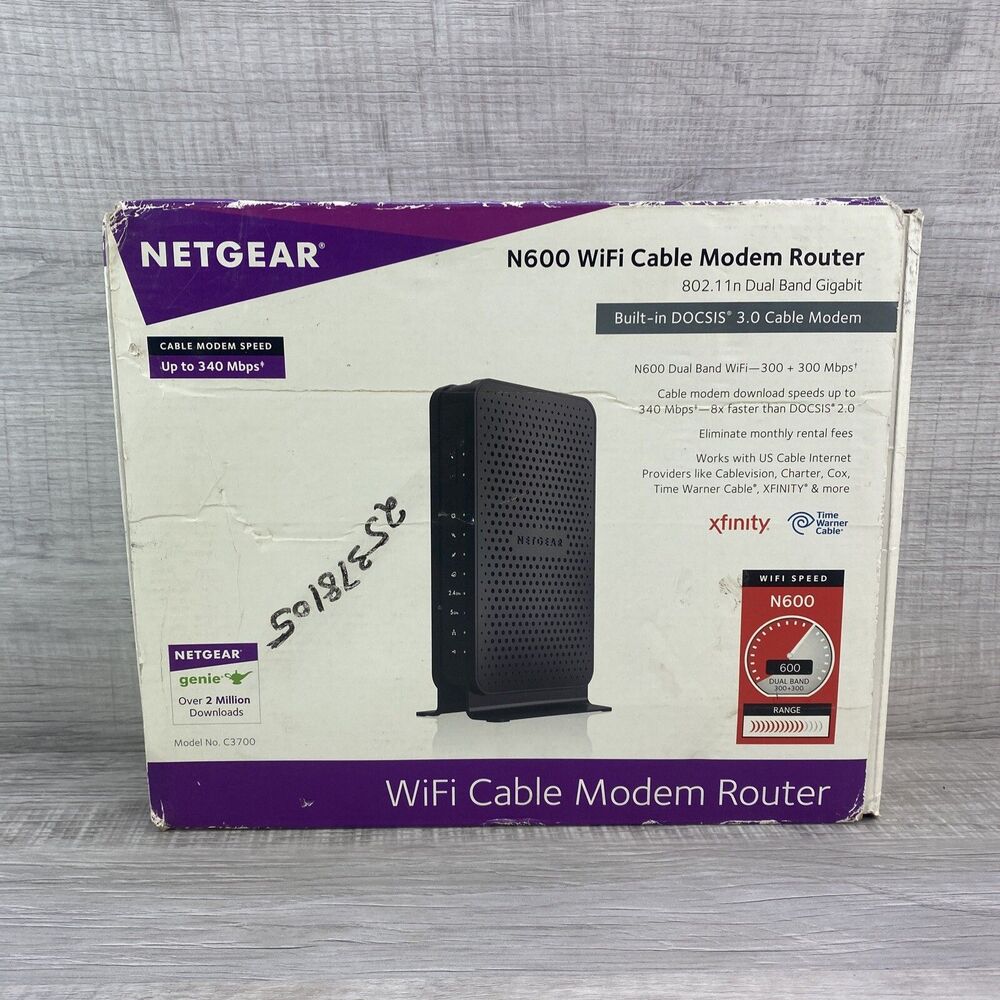 NETGEAR C3700 Gigabit N600 Dual Band WiFi DOCSIS 3.0 Cable Modem Wireless Router